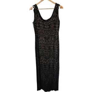 Vintage Softwear By Mark Singer Stretchy Maxi Dress Gold Sparkle